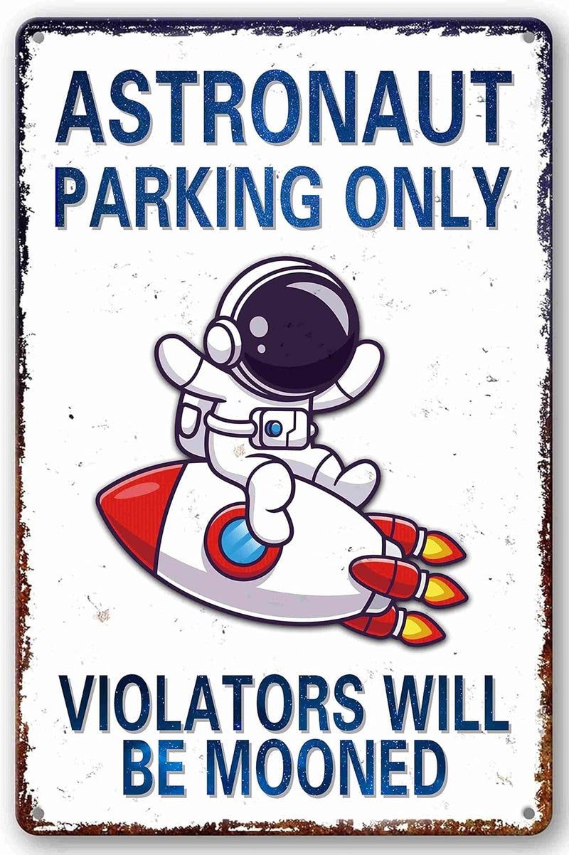 Bestylez Perfect Space Gifts for Kids - Astronaut Parking Only Sign - Outer Space Themed Decor for Boys Room | Fun Space Poster for Kids Wall Art, 8 x 12 Inch (936) - Image 1